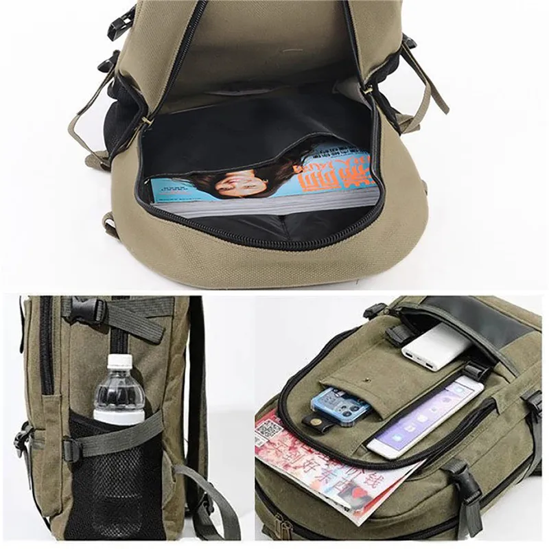 Mochila de viaje táctica militar para hombre, bolsa de alpinismo de lona de gran capacidad para acampar al aire libre, bolsa para ordenador