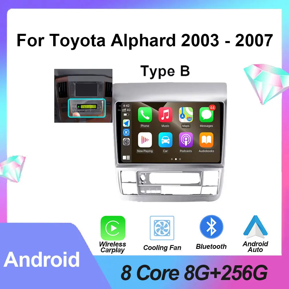 

Автомагнитола на Android, стерео для Toyota Alphard 2003-2007, GPS-навигация, сенсорный экран, мультимедийный видеоплеер, 4G LET Carplay