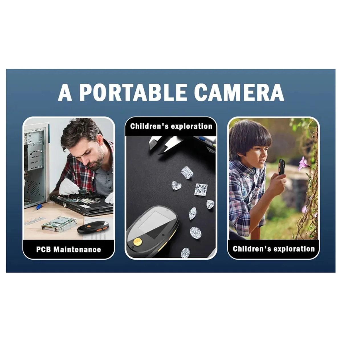 AA98 Digital Handheld Microscope 1080P 500X Video Microscope with Magnifying Glass 8LED for Electronics Coins Jewelry Repair