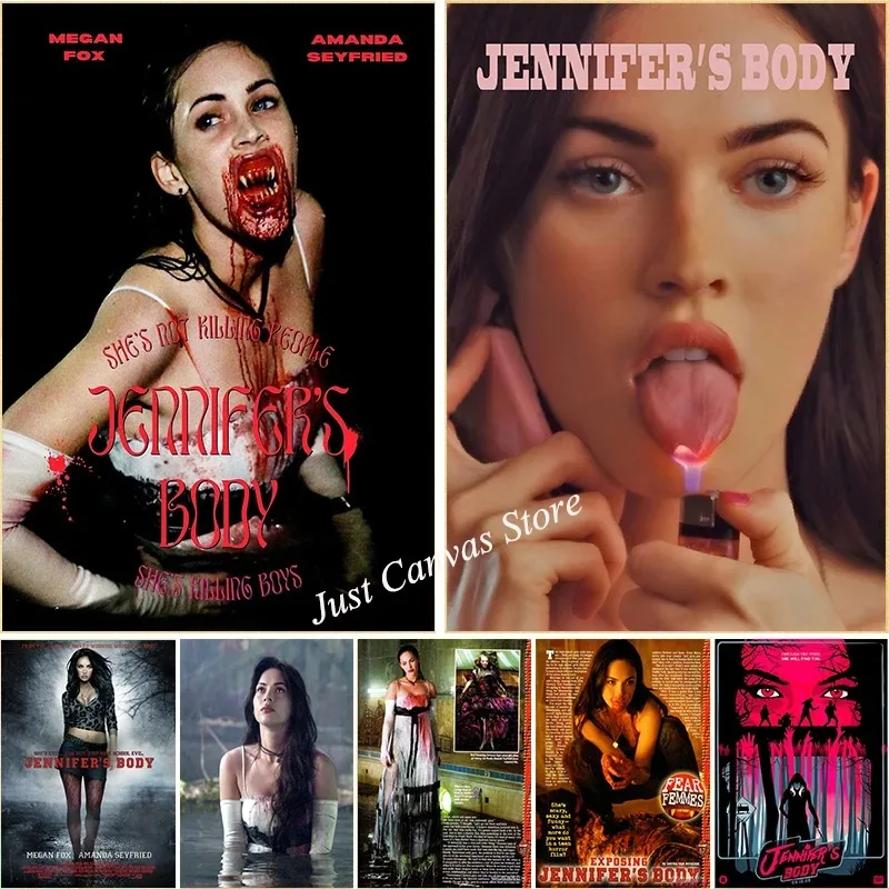 Horror Movie Jennifers Body Poster Aesthetic Sexy Girl Posters and Prints Canvas Painting Wall Art Picture for Room Home Decor