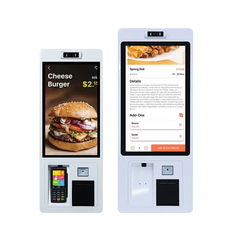 

Self-service ordering kiosk scanner printer touch payment kiosk restaurant wall-mounted