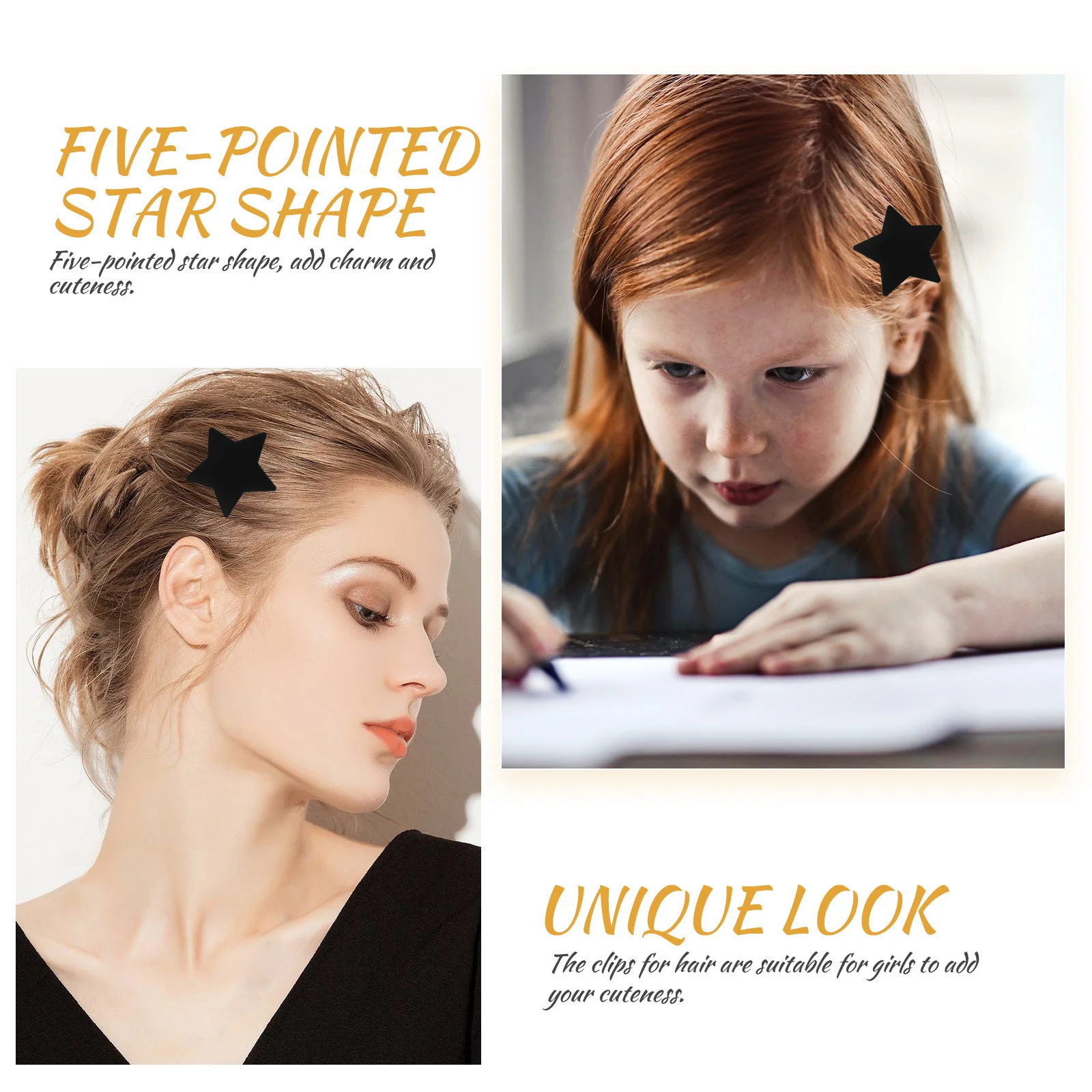 

4 Pcs Metal Hairpin Clips Star Small Barrettes for Women Accessories Snap