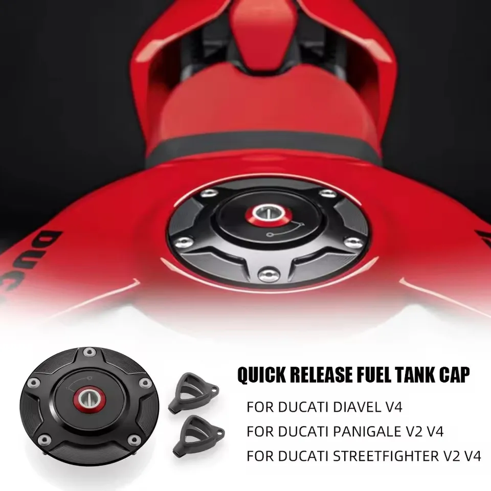 

For Ducati DIAVEL V4 PANIGALE V2 V4 STREETFIGHTER V2 V4 BILLET ALUMINUM FUEL TANK CAP Quick release fuel tank cap 2022 2023 2024