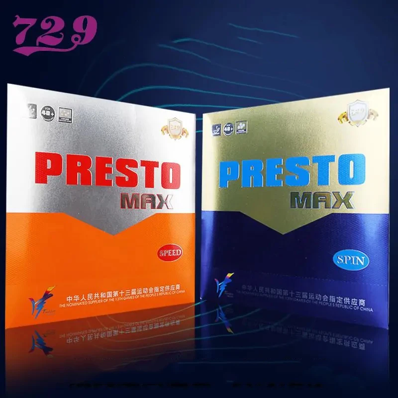 Friendship 729 PRESTO MAX Spin / Speed Table Tennis Rubber Professional Pips in Non-Sticky Ping Pong Rubber with Cake Sponge