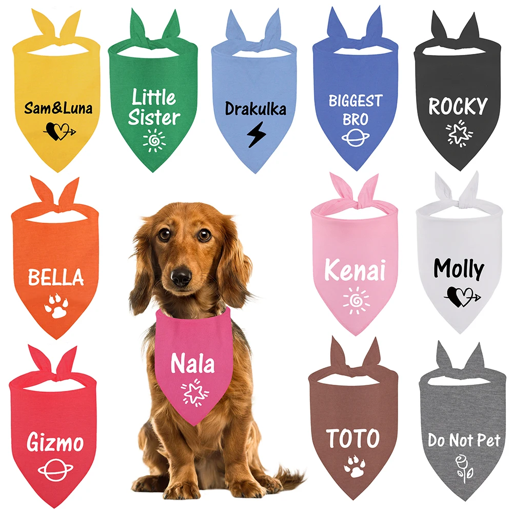 Custom Name ID Pet Bandanas for Dog Cat Triangular Bib Scarf Collar Pet Items Wonderful  Accessories