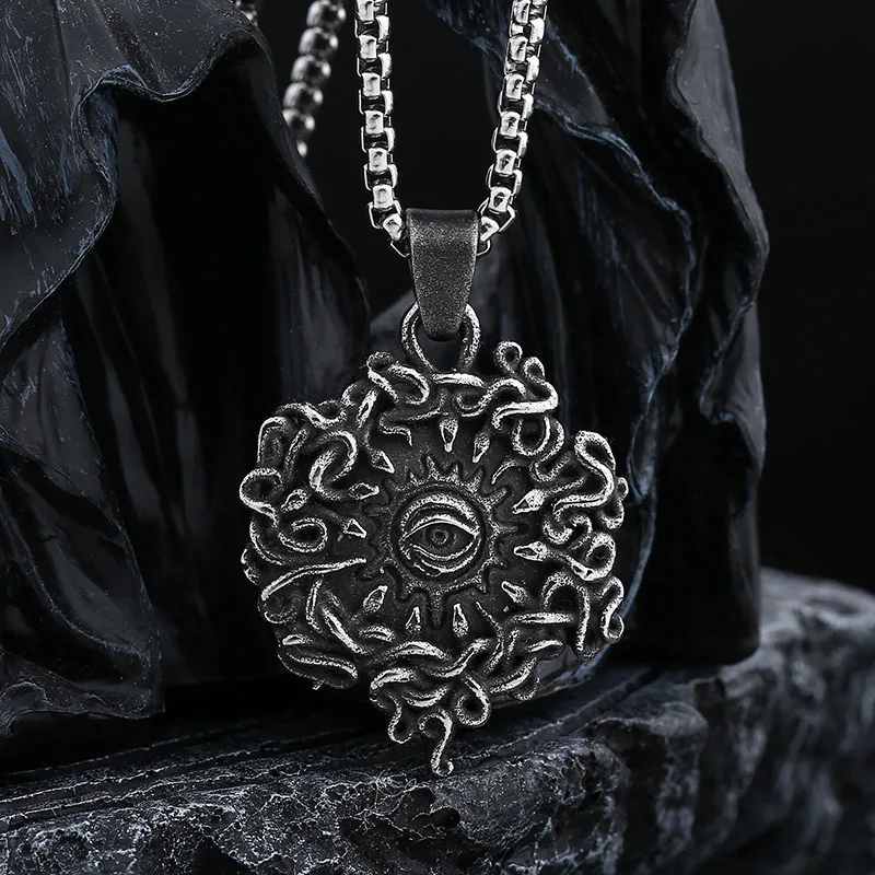 Retro 2024 New Fashion 316L Stainless Steel The Eye Of God Pendant Necklace For Man Women Boyfriend Gift
