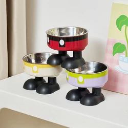 Pet stainless steel bowl anti slip large capacity dog bowl cat high footed bowl neck protection pet bowl anti knock cat bowl