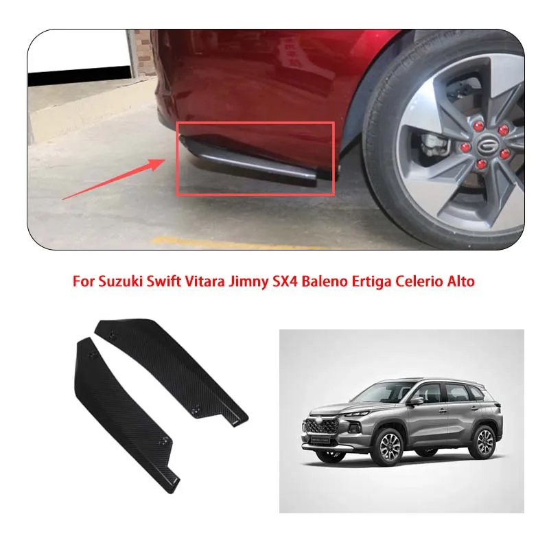 Pair For Suzuki Car Front Rear Bumper Lip Splitter Scratch Protector 44.5cm Winglets Side Skirt Extension