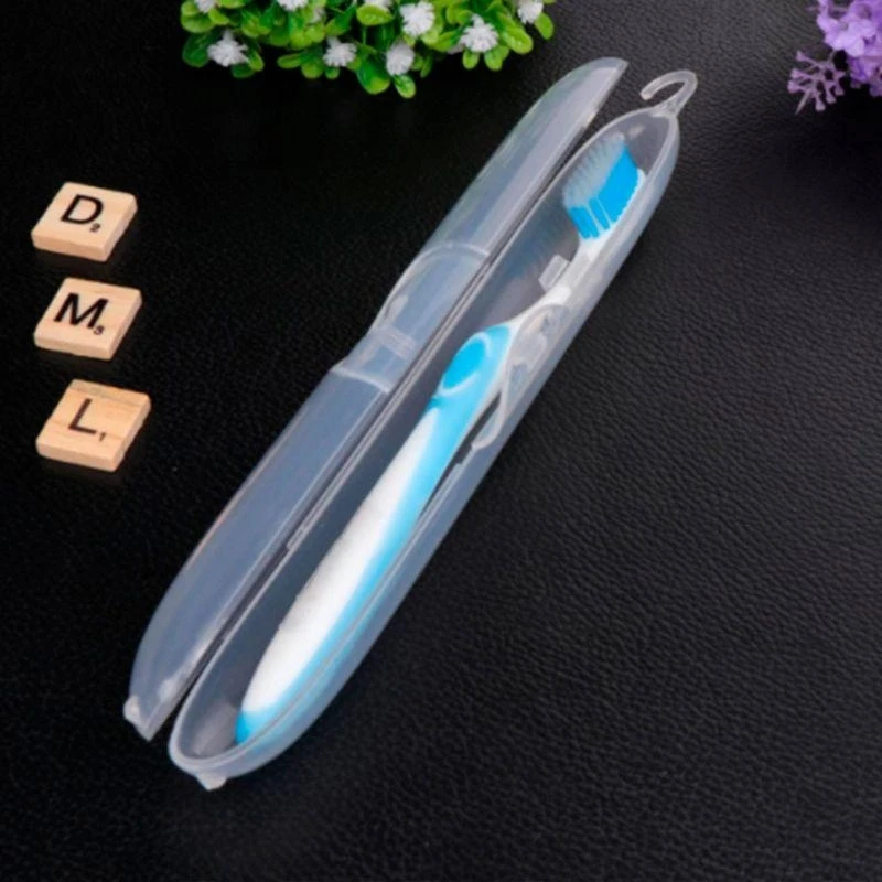 J15U 23x3.5x3cm Plastic Toothbrush Holder Box Transparent Travel Portable Protective