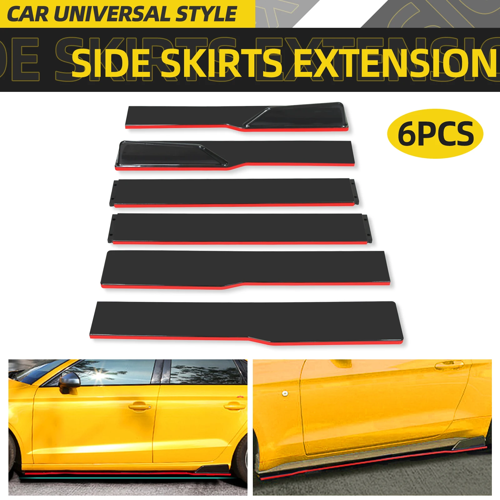 

6 PCS Universal 2M/2.2M Side Skirts Extension Rocker Panels Lip Splitters BMW ABS Car Accessories Car Styling