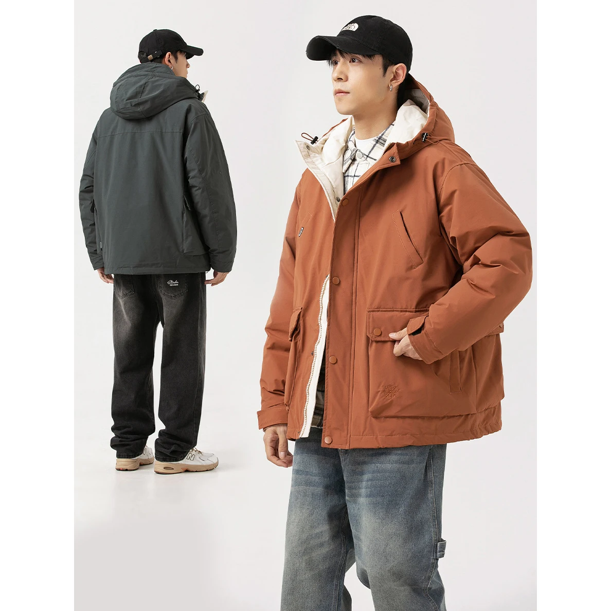 Chaquetas de plumón tácticas para hombre, chaqueta de plumón de pato blanco para exteriores, abrigo de carga cálido, prendas de vestir gruesas, ropa informal estilo Hip Hop, invierno 2024, 90%