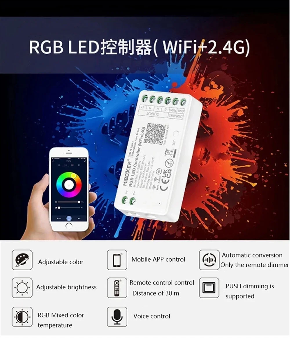 WiFi+2.4G LED Controller RGB Smart Music APP Voice Control For Underwater Submersible Swimming Pool Light Night Lamp Spotlight