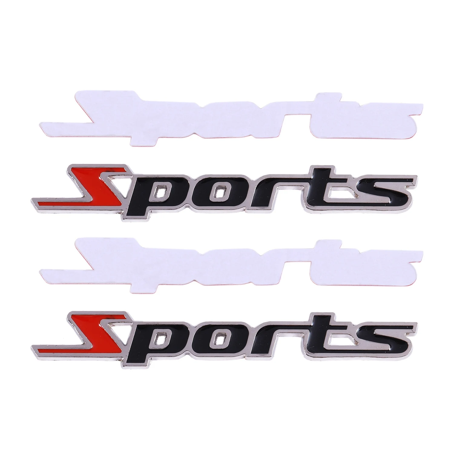 Metal Sports Letters Car Badge Sticker, Decoração do emblema, 2 pcs