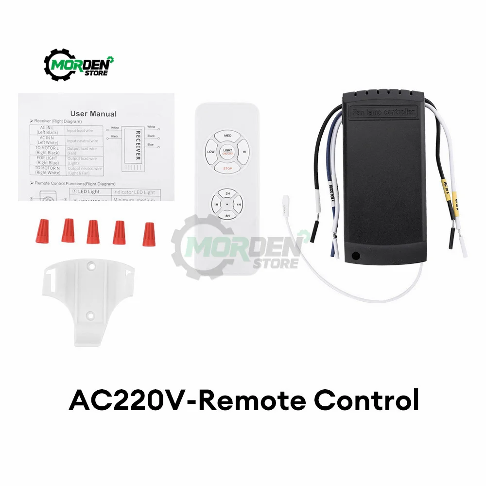 Universal Ceiling Fan Lamp Remote Control  SwKit AC 110-240V Timing Control Switch Wind Speed Transmitter Receiver Power Supply