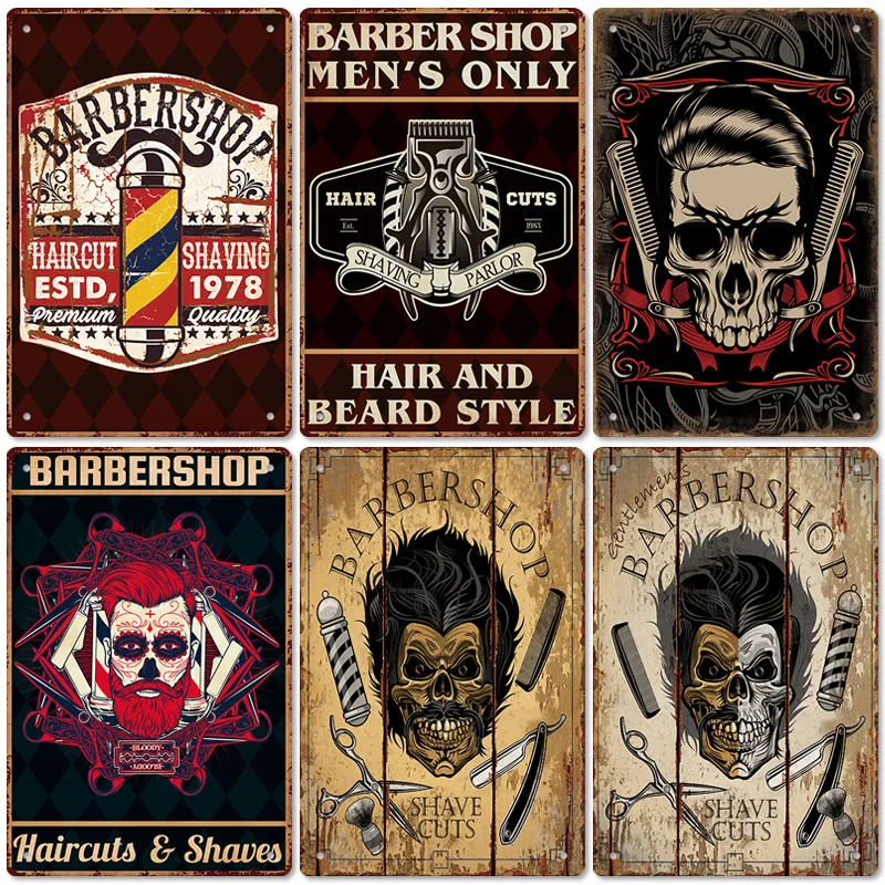 2025 جديد صالون الحلاقة المشارك الرجعية ورقة ألومنيوم اللوحة صالون حلاقة حائط الخلفية بدون إطار الديكور معلقة #2