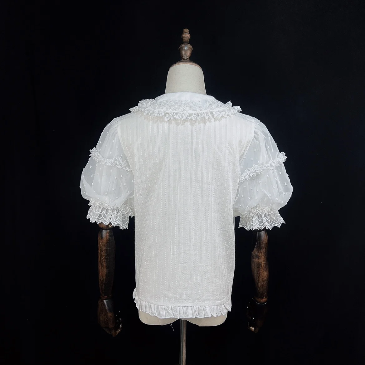 Elegant Lolita Sweet Peter Pan Collar Cotton Short Sleeve Cute Shirt Summer New Lace Puff Sleeve Versatile Age Reducing Shirts