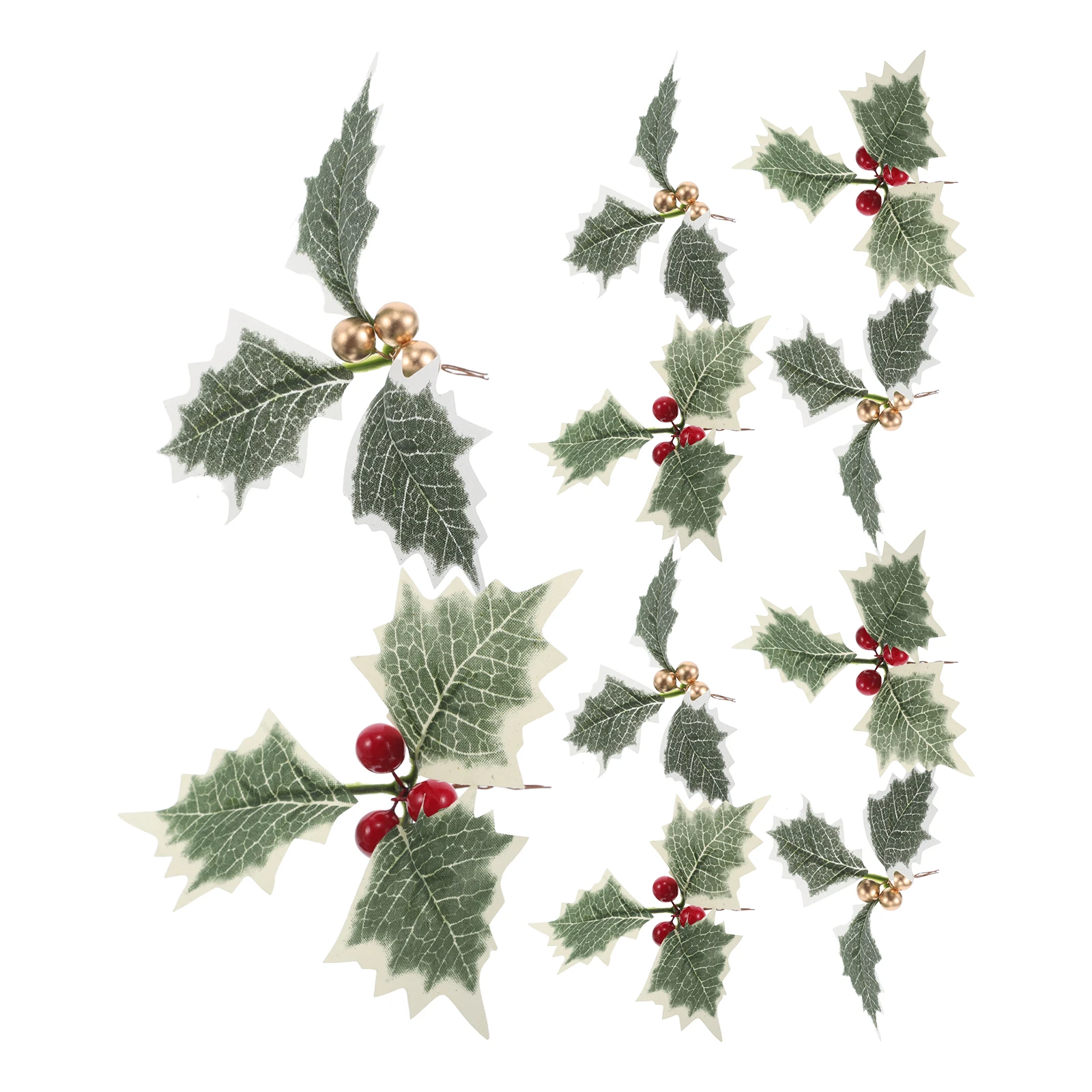 

10Pcs Christmas Garland Accessories Artificial Berry Leaf Green Stems Red Golden for Tree Door Home Event Decor