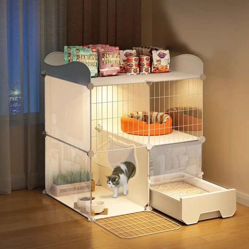

Cat cage household indoor cat toilet cat litter box integrated