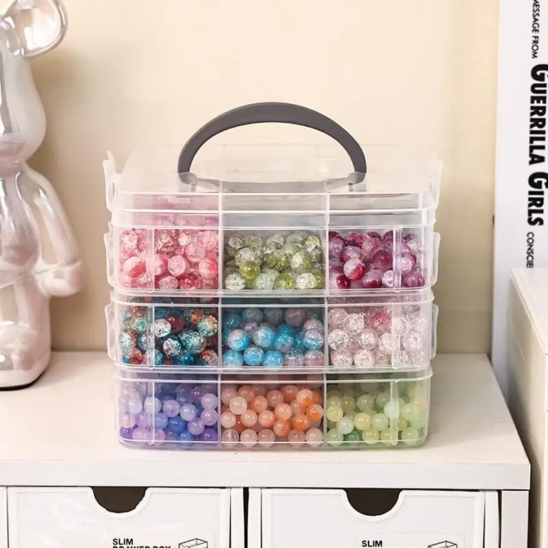 Transparente, verstellbare, stapelbare Aufbewahrungsbox aus Kunststoff mit Fächern zum Organisieren von Spielzeug und Schmuck – Detail 9