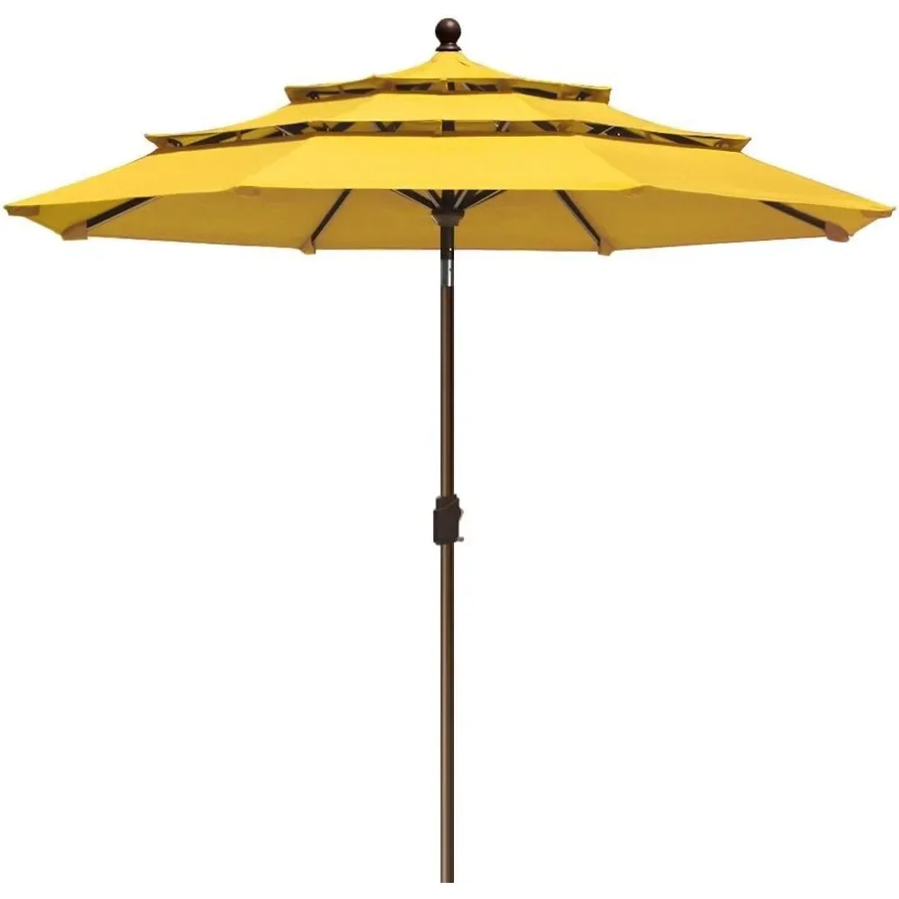 Guarda-chuva do pátio com ventilação, guarda-chuva de mesa ao ar livre, guarda-sol de jardim, sem desbotar, mercado, 9Ft, 3 níveis, 10 anos