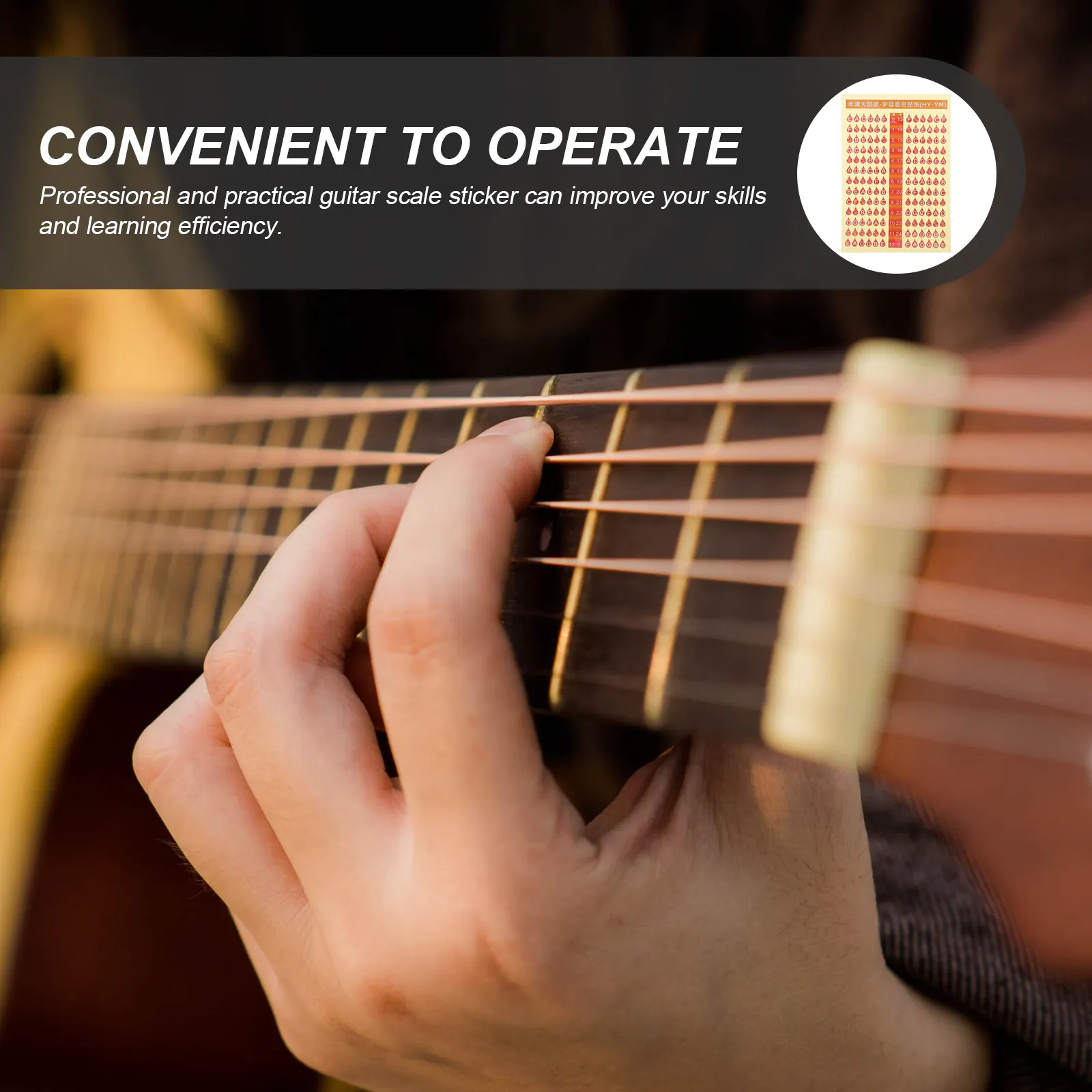 2 Pcs Guitar Scale Beginner Note Lesson Stickers Fretboard Number Markers for Notes