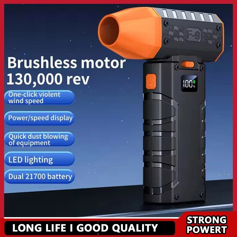 Mini Handheld Electric Blower 160000RPM Turbo Fan with LED Display 52m/s Wind Speed Brushless Motor for Cleaning and Drying