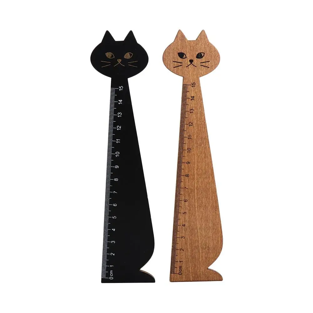 

Portable Practical Cute Wooden Cartoon Cat Household Drawing Ruler Student Tools Sewing Ruler Straight Ruler