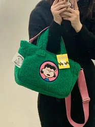 Snoopy-Bolso de hombro de felpa con dibujos animados para mujer y niño, bolsa cruzada de gran capacidad, con almacenamiento