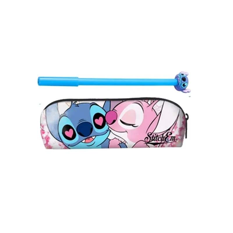 Anime 2pcs Disney Stitch Pencil Case pen set Kawaii Lilo & Stitch Print Pen Bag Cartoon Students Storage Bag Stationery Toy Gift