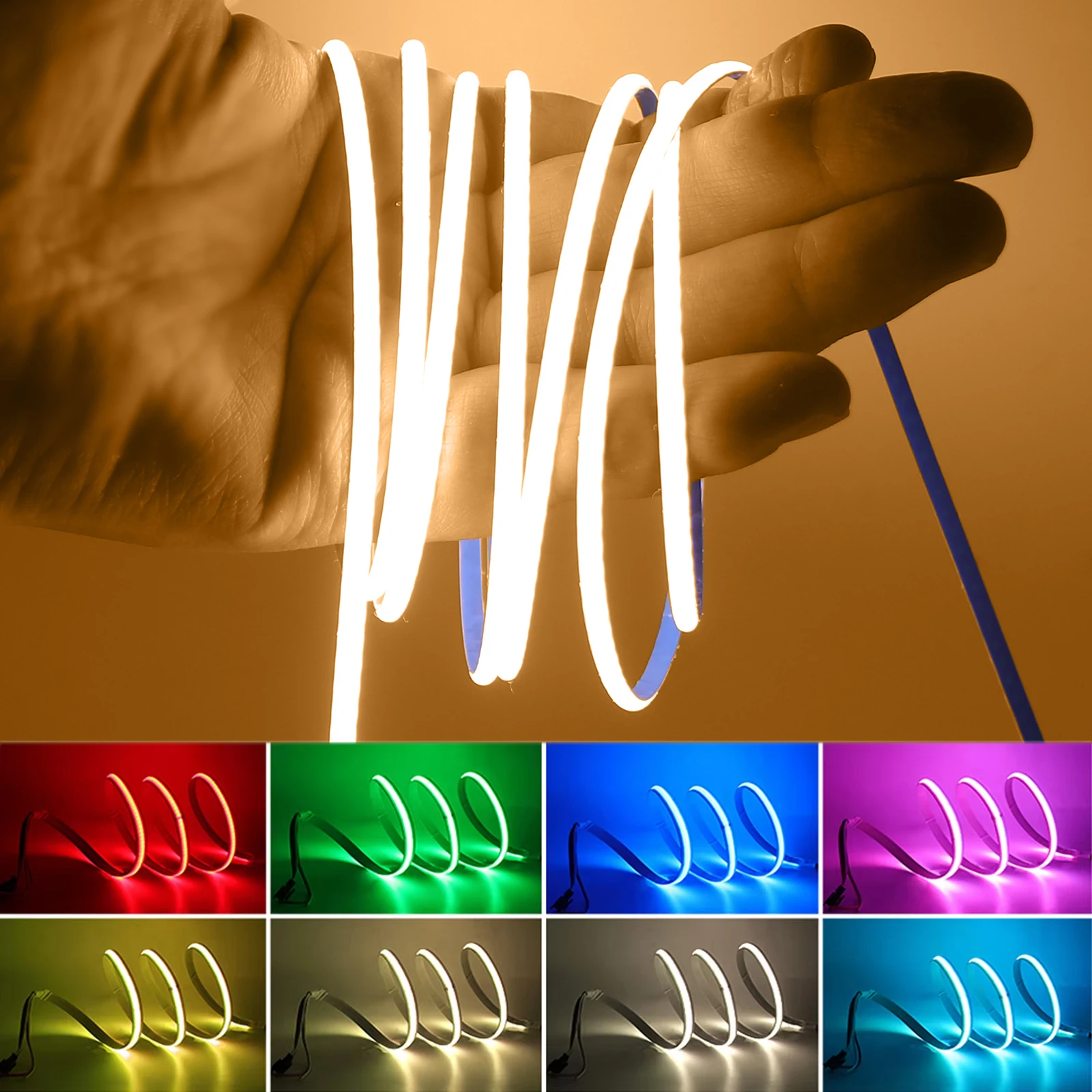 

3 мм ультратонкая светодиодная лента COB 12 В для домашнего декора DIY белая/синяя/розовая/красная/зеленая/желтая гибкая светодиодная лента высокой плотности, цвет автомобиля