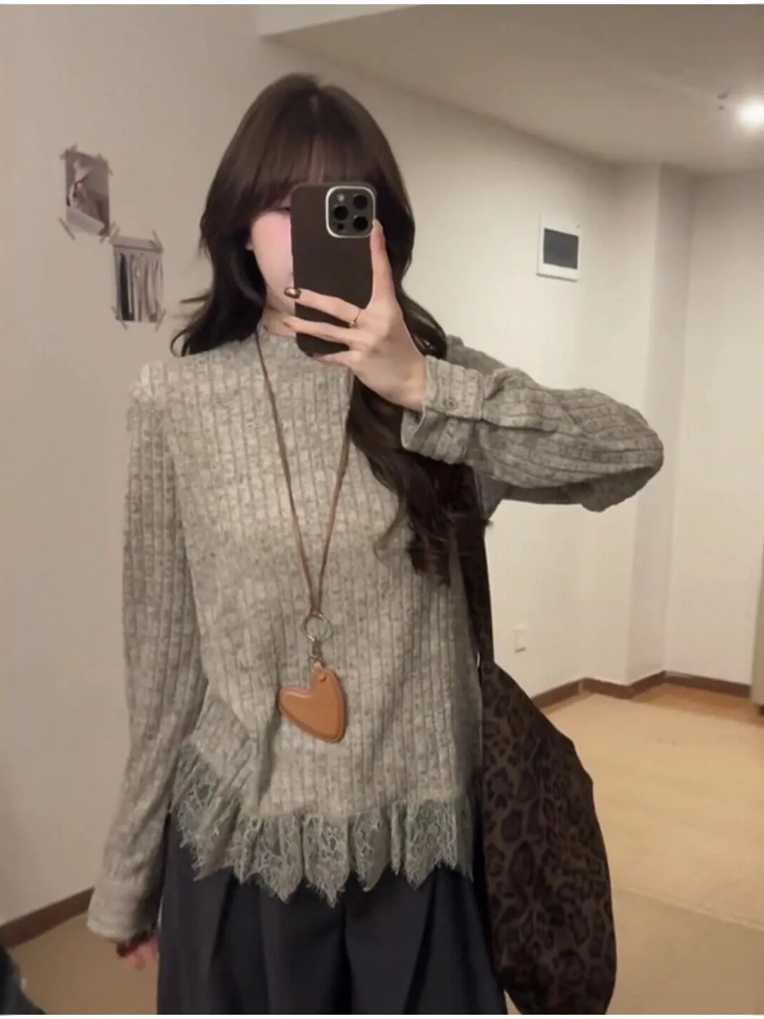 

Retro Sle plus Size Long Sve Lace Patchwork Top Women's f High Collar Slimming Gentle Lazy Sle Mid-Length Base irt