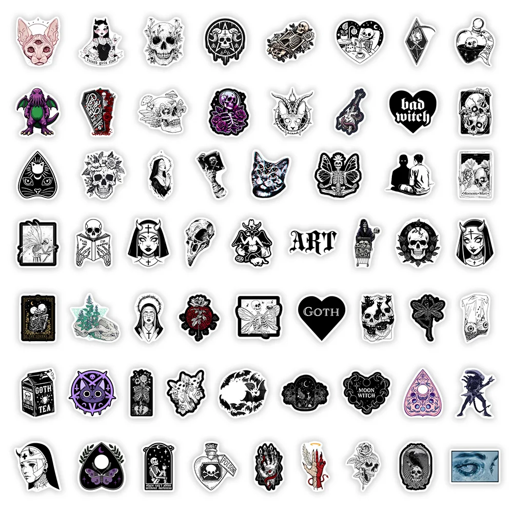 Gothic Horror Skull Stickers DIY Toys Gift Decorative Decal for Scrapbook Junk Journals Laptop Luggage Bottles Guitar Waterproof view 4
