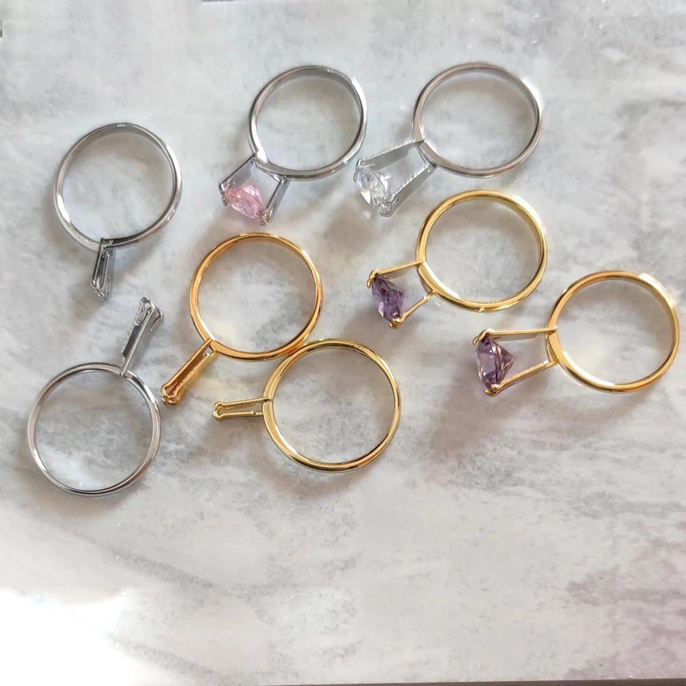 Metal Spring Type Ring Diamond Four-Claw Tweezers Stone Gemstone Holder Display Jewelry Tools Wedding Ring Try-on Equipment 1PC