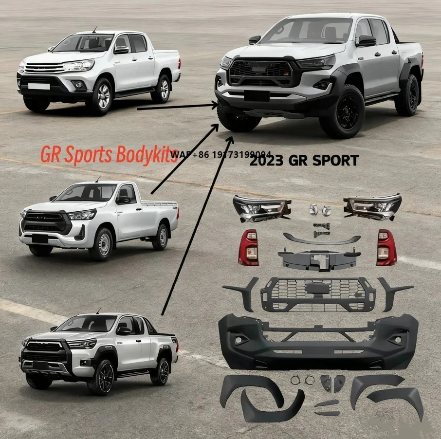 

Car Upgraded Facelift Bodykit for Hilux Revo Rocco 2015-2020 Facelift to 2023 2024 2025 GR Sport Style With Headlight