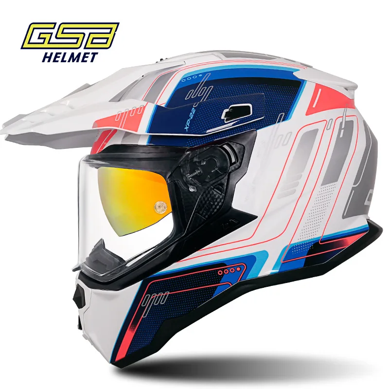 GSB Motorcycle Helmet  ECE DOT Certification Full face Double lens Racing Off-road Helmet Cascos Para Moto Capacetes Casco Moto