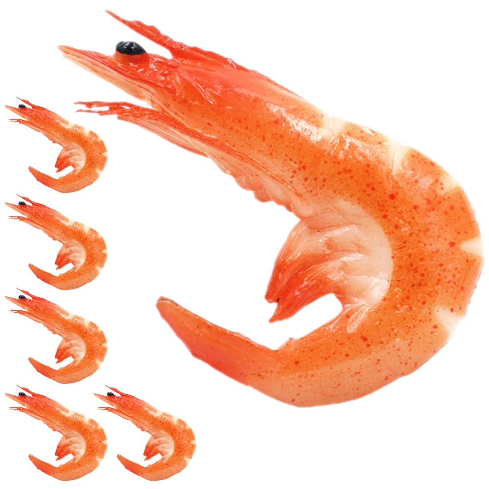 6pcs Cooked Shrimp Model Artificial Shrimp Simulated Food Model Photography Prop artificial shrimp model