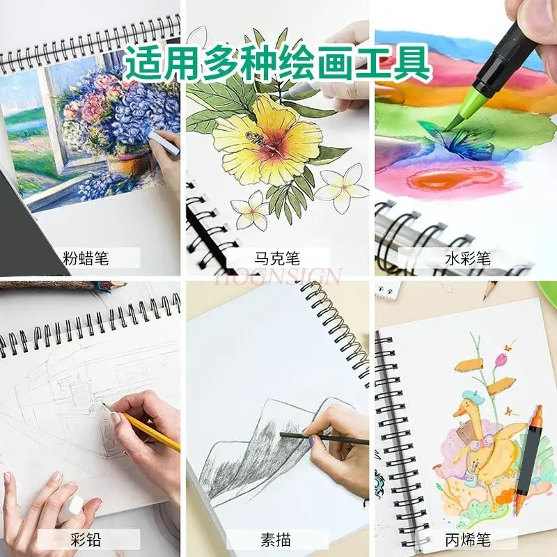 1book Multi functional drawing book, thickened paper, art leather book, non permeable and non color fading for drawing