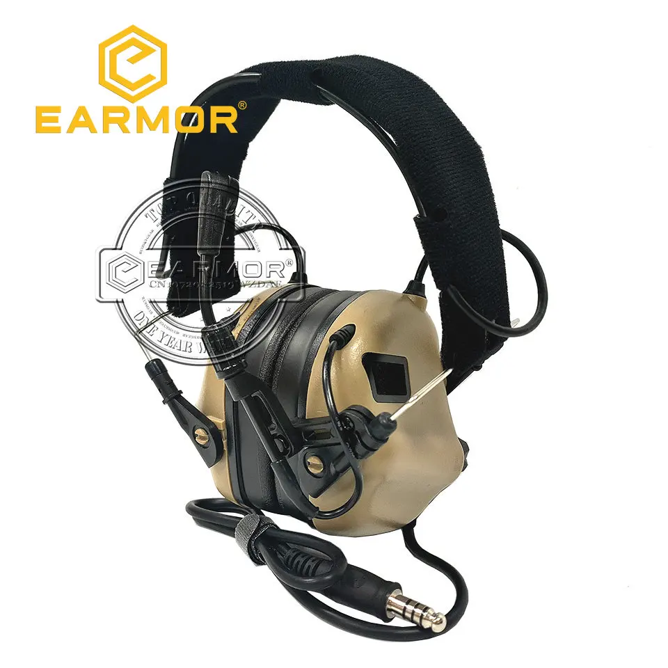 EARMOR M32 MOD4 TAN Tactical Headset Headphone Hearing Protection Shooting Earmuffs with Microphone Sound Amplification