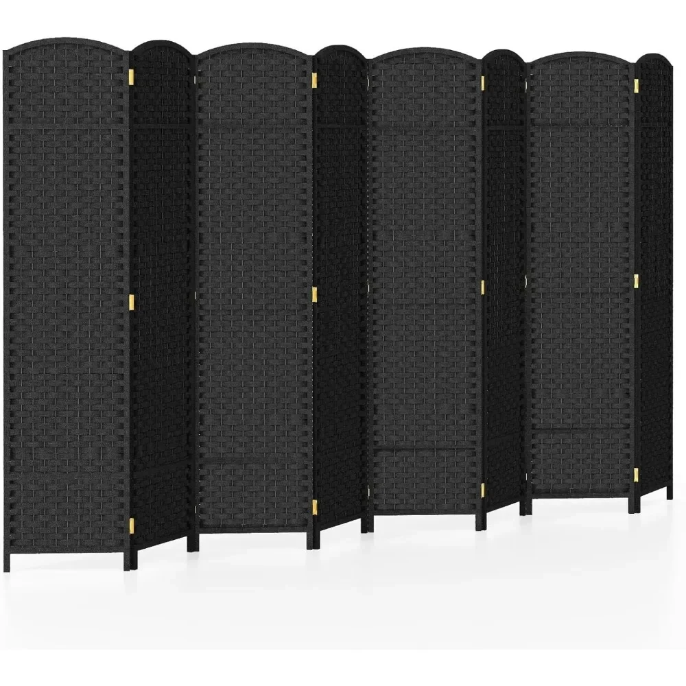 

8 Panel Room Divider, 5.6FT Tall Folding Privacy Screen with Hand-Woven Design & Solid Wood Frame, Freestanding Wall Div