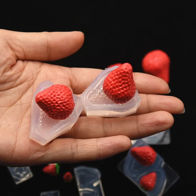 Mini 3D Strawberry Silicone Mold Resin Clay DIY Doll House Simulation Fruit/Dessert Miniature Food Toy Rapid Forming Tool