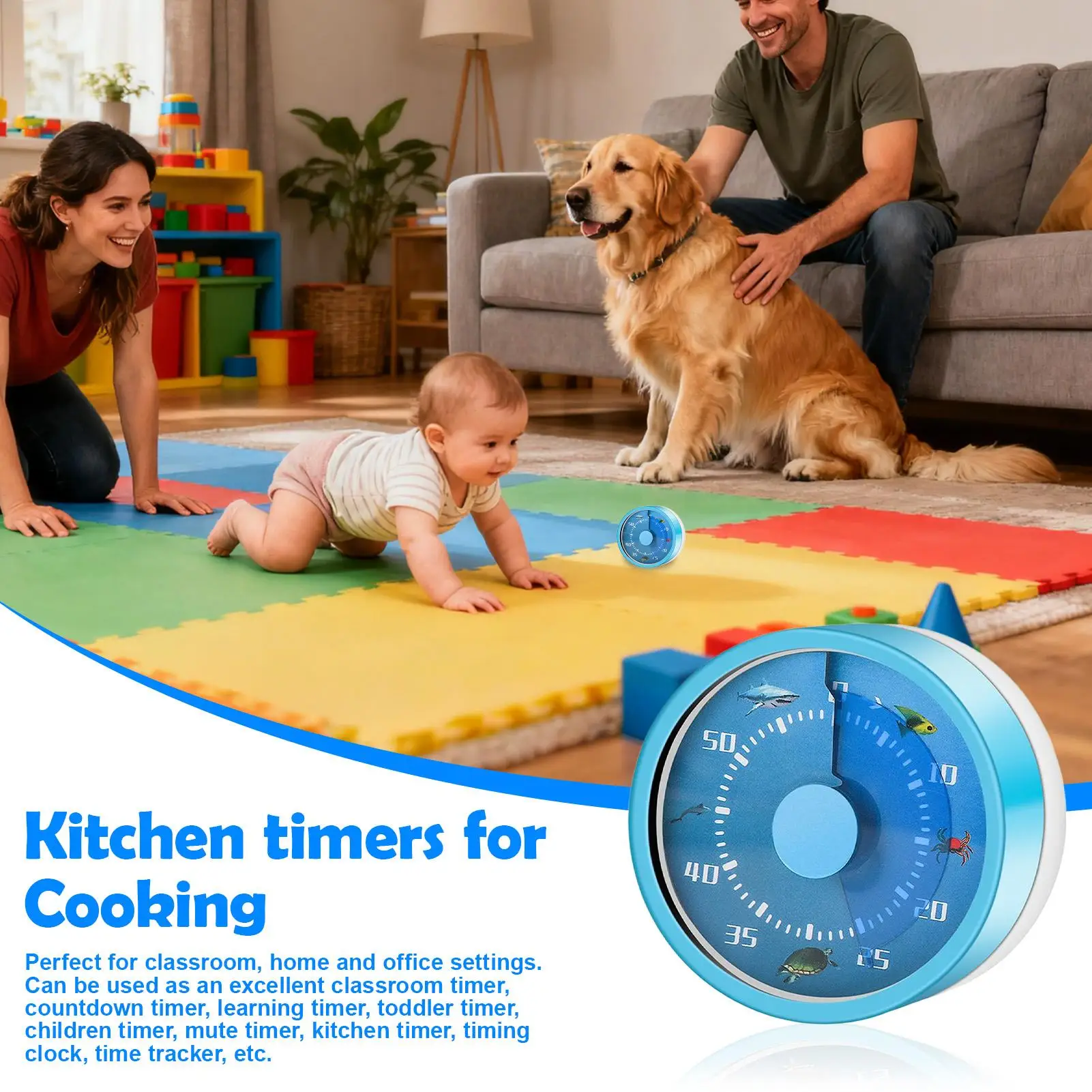 Timer For Kids 60-Minute Wind Up Mechanical Timer Mechanical Time Management Tool With 72 Decibel For Work School Classroom Desk