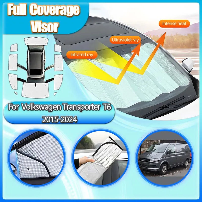 

Для VW Volkswagen Transporter T6 (2015-2024) – Полные солнцезащитные козырьки на окна, анти-УФ накладки, аксессуары для автомобиля