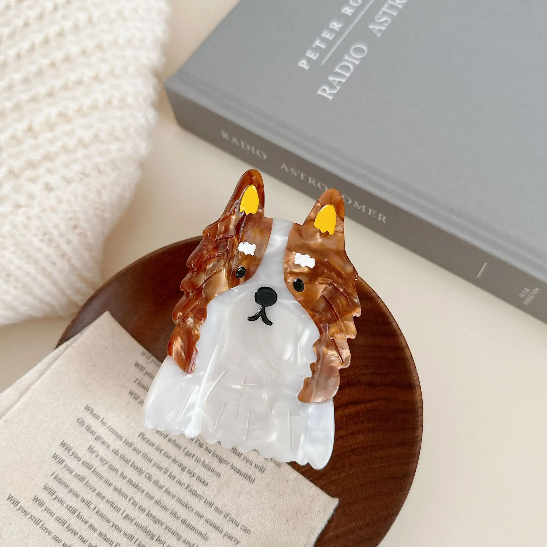 قطعة واحدة من جرو المرتفعات الغربية اللطيفة مع مشبك سمك القرش وشعر ذيل الحصان، إكسسوار شعر كرتوني النسخة الكورية