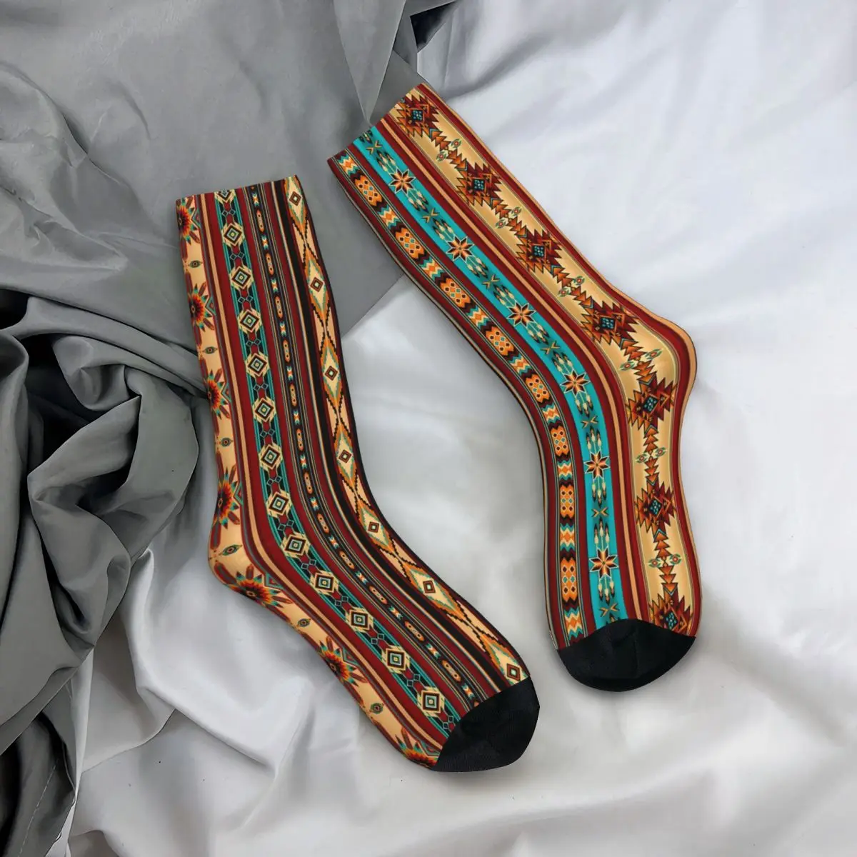 Retro Brown Hawaiian Folk Style Socks Male Mens Women Summer Stockings Polyester