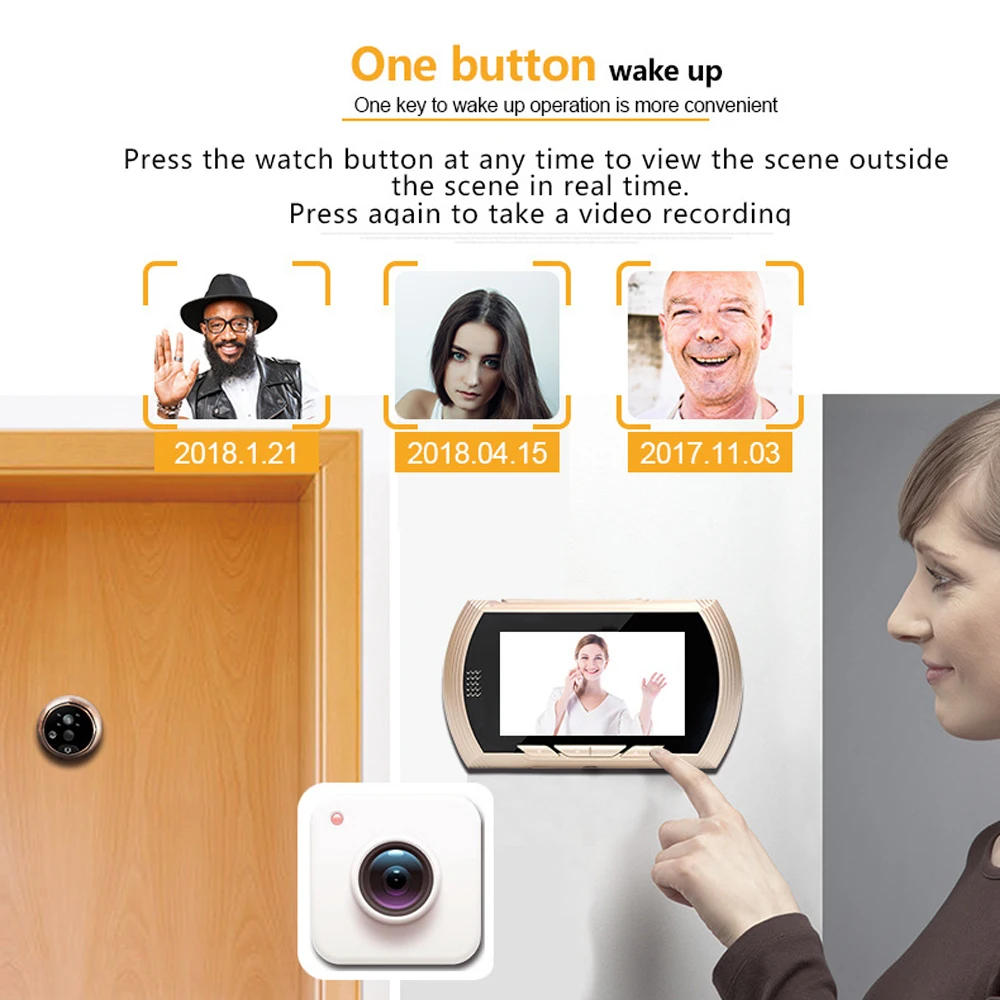 4.5“ Digital Doorbell HD Color Screen Smart Door Peephole Viewer Camera 170 Degree Wide Angle Video Recording IR Night vision