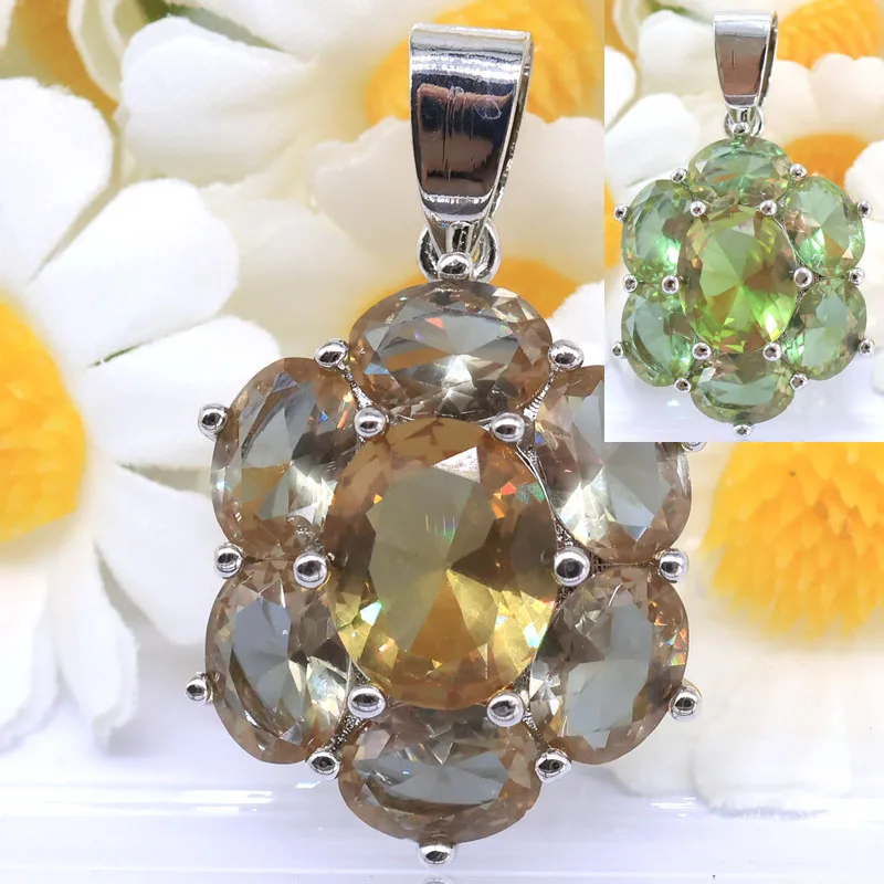 SheCrown 27x17mm Lovely Cute Created Color Changing Alexandrite Topaz Zultanite CZ Woman's Dating Silver Plated Pendant