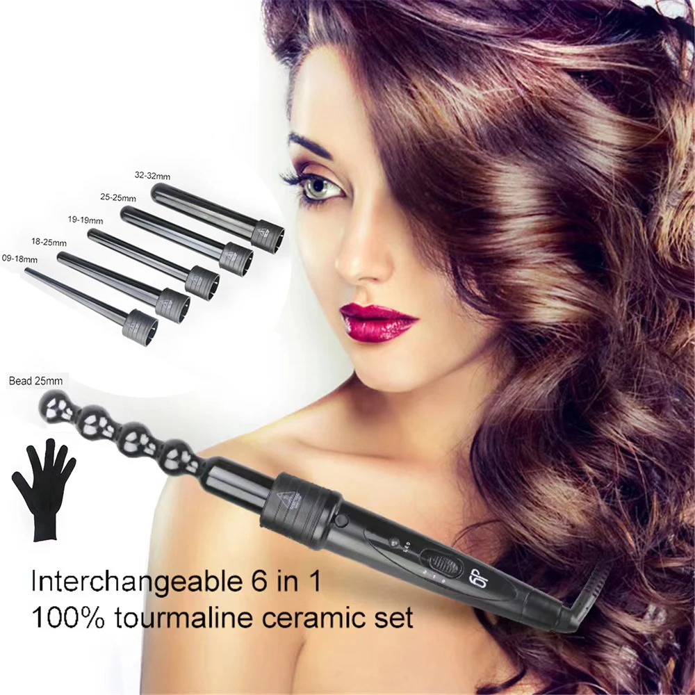 Electric Hair Curler 6 In 1 Curling Wand Hair Curling Iron Multifunctional  Ceramic Barrels Curler Hair Styling Tool