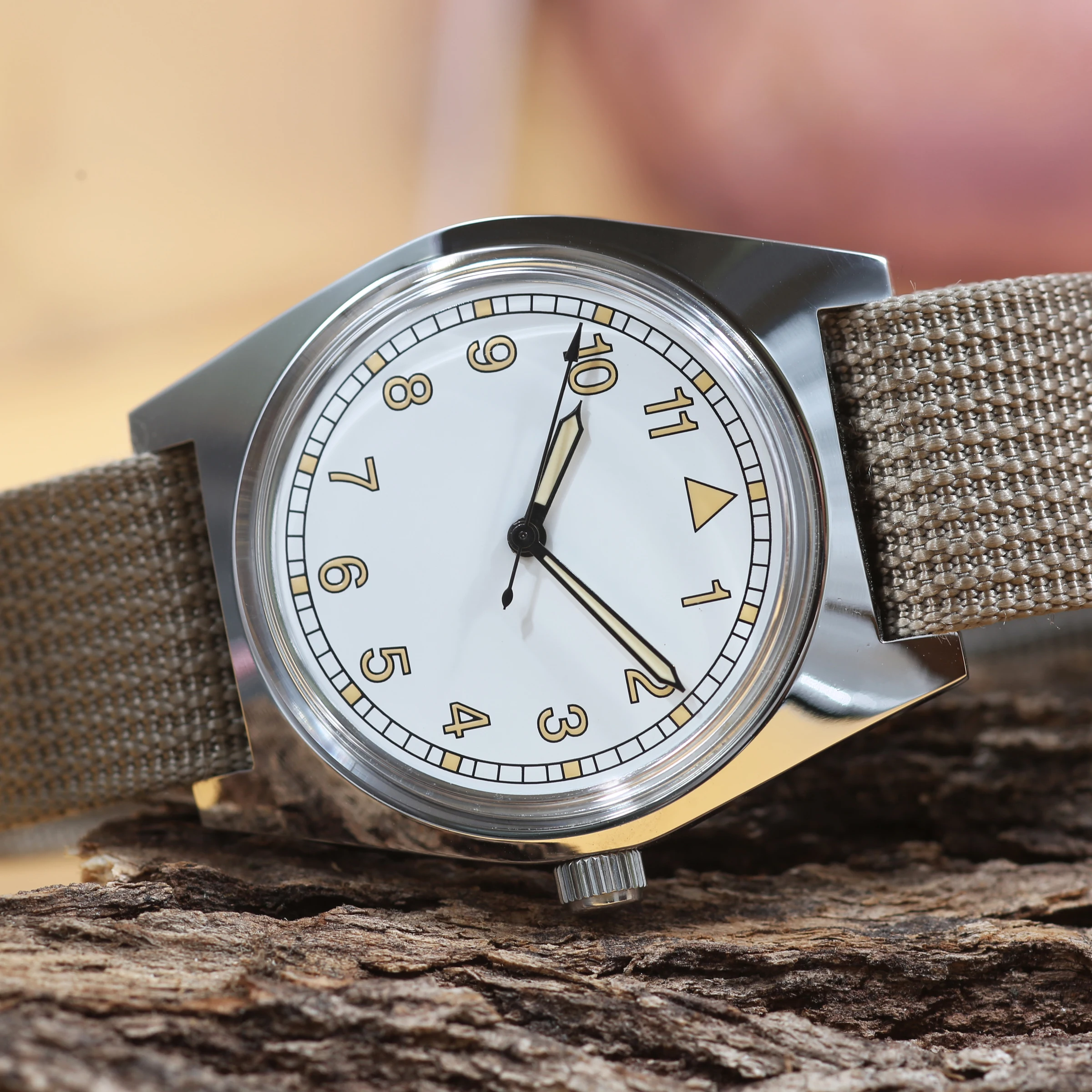 ساعة بايلوت للرجال حركة ميكانيكية يدوية 36 ملم ريترو مينا صغيرة ستانلس ستيل مقاومة للماء للرجال والنساء #4