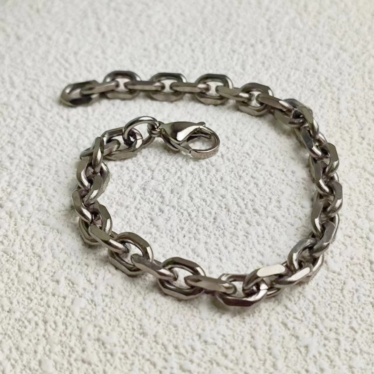 I-souled 7mm Pure Titanium Anchor Chain Bracelet for Men Women Industrial Style