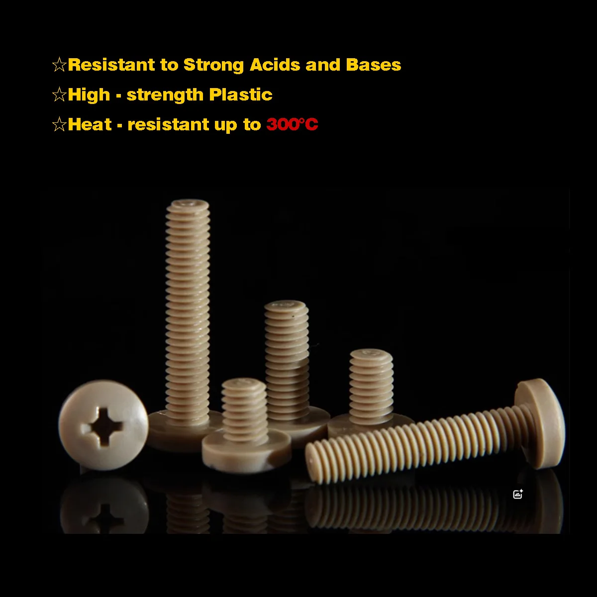 PEEK Cross Pan Round Head Bolts M1.2 M1.4 M1.6 M2 M2.5 M3 M4 M5 M6 M8 - Anti Corrosion High Strength Screws